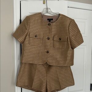 Ann Taylor Gold Textured Top and Short set